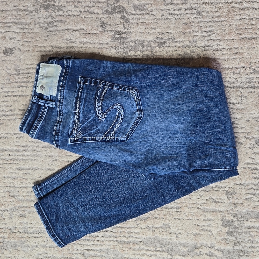 Silver Jeans Women's Skinny Jeans - Dark Blue Vintage Denim Y2K Lowrise Punk
